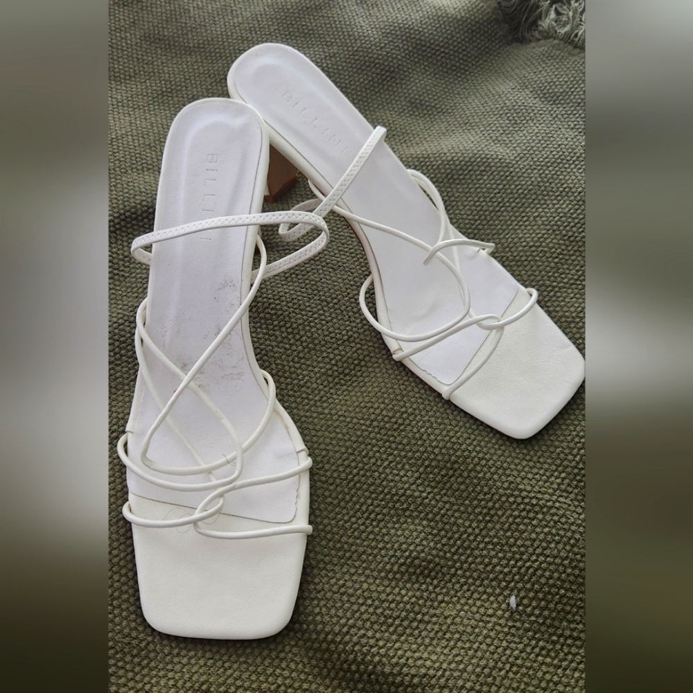 White strapping heels